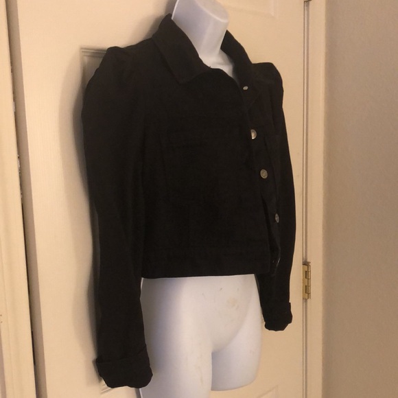 Puff Sleeve Black Denim Jean Jacket Forever 21 - Picture 4 of 16